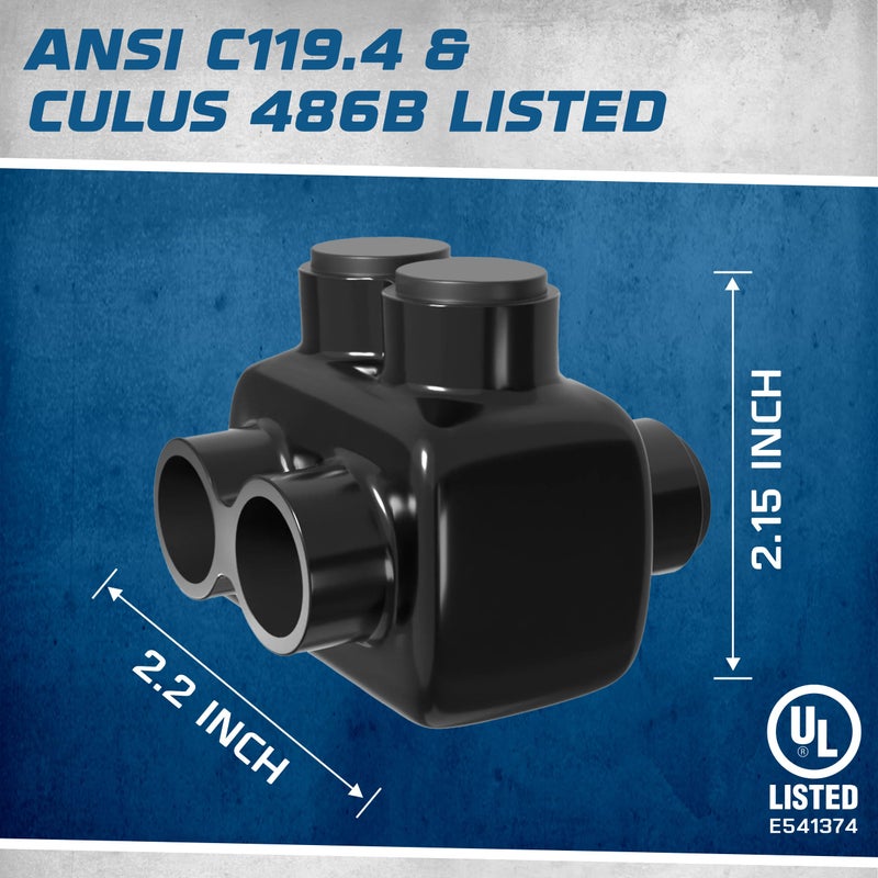 OHLECTRIC 4 Pack - Insulated Wire Connector 2 Port Dual Side Entry for 250-6 Wire Range Lugs with 5/16 Hex Screw, Pre-Filled with Oxide Inhibitor - Wire Connectors, Electrical Connectors, Wire Tap - Image 4
