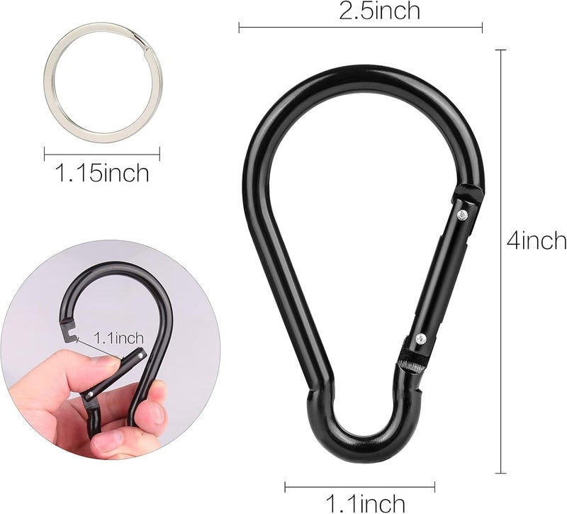 CampTek Carabiner Caribeaner ClipExtra Large 4 Aluminum Carabeaner Keychain HookSpring Snap Key Chain Clip - Image 2