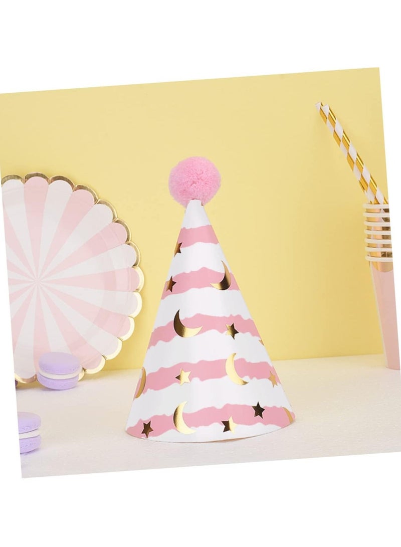 واي آند دي 6pcs Birthday Party Hats, Adult Funny Kids Activities Daisy Lovely Unicorn Prop Style Paper Pom Pompom Pompoms Adorable Caps, Supplies and Decorations - Image 5