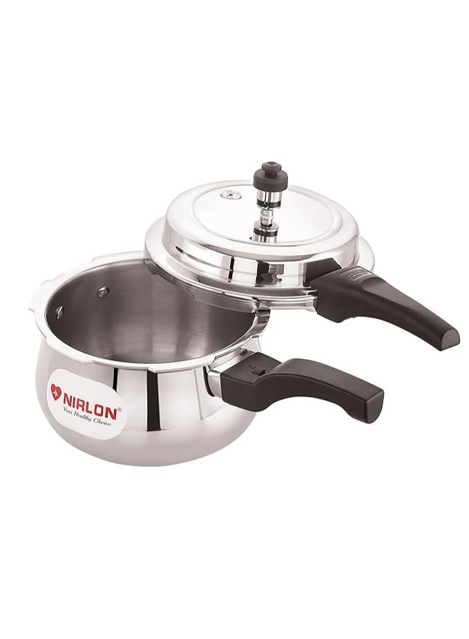NIRLON Induction and Gas Stove Compatible Outer Lid Belly Triply Stainless Steel Pressure Cooker (2 Liters) - Image 4