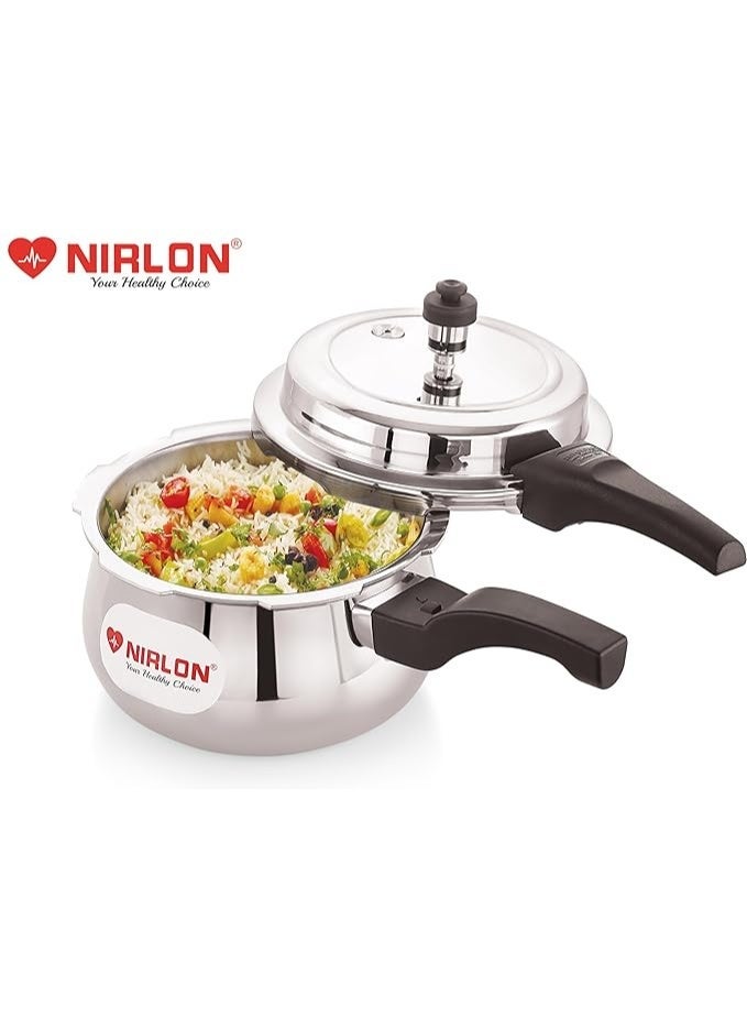 NIRLON Induction and Gas Stove Compatible Outer Lid Belly Triply Stainless Steel Pressure Cooker (2 Liters) - Image 2