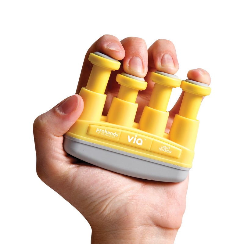 Prohands VIA Hand Exerciser, Finger Exerciser (Hand Grip Strengthener), Spring-Loaded, Finger-Piston System, Isolate and Exercise Each Finger, (4 lb Light Tension, Yellow-Via) - Image 3