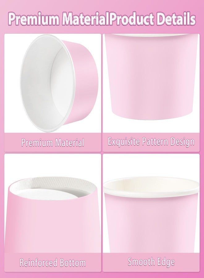 Greencian 120Pcs Pink Paper Ice Cream Cups 12 oz Disposable Gradient Pink Paper Dessert Snack Bowls Valentine's Day Food Yogurt Cup Containers for Food Soup Candies Bride Shower Easter Party Supplies - Image 2