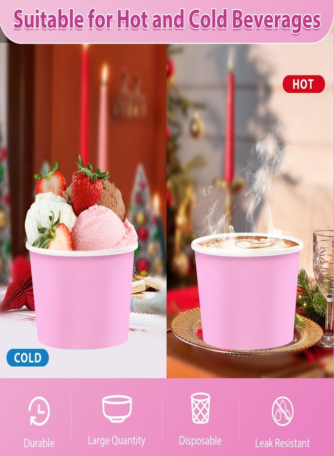 Greencian 120Pcs Pink Paper Ice Cream Cups 12 oz Disposable Gradient Pink Paper Dessert Snack Bowls Valentine's Day Food Yogurt Cup Containers for Food Soup Candies Bride Shower Easter Party Supplies - Image 3