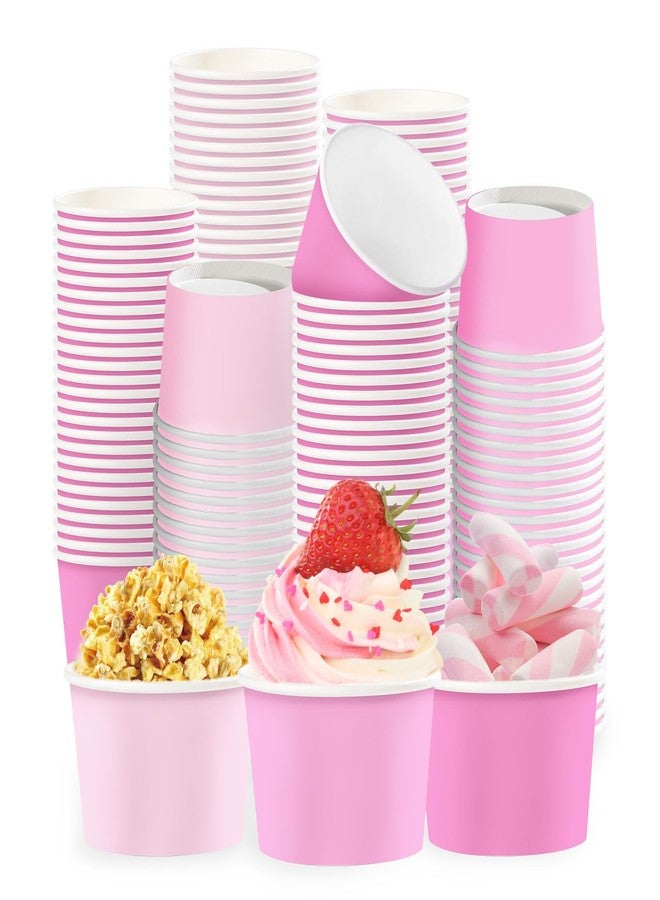 Greencian 120Pcs Pink Paper Ice Cream Cups 12 oz Disposable Gradient Pink Paper Dessert Snack Bowls Valentine's Day Food Yogurt Cup Containers for Food Soup Candies Bride Shower Easter Party Supplies - Image 1