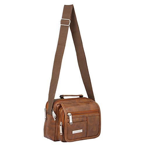 Handcuffs Small Sling Bag for Men | PU Leather Chest Slinger bags | Crossbody satchel | Corporate Gift Item | Passport Sling (Rust) - Image 4