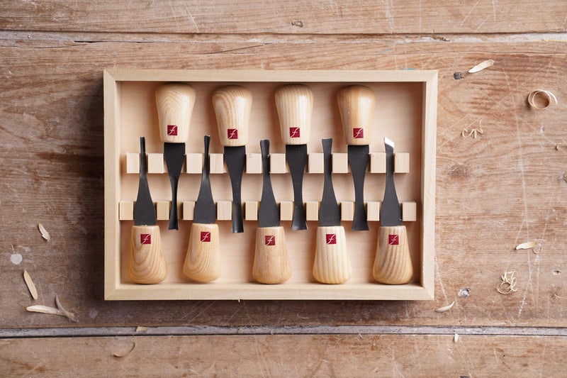 Flexcut Carving Tools Deluxe Palm Gouge Set FR405 | 9-Piece Set of Palm Tools | Razor-Sharp 1095 High Carbon Steel Blades | Ergonomic Ash Hardwood Handles | Made in the USA - Image 3