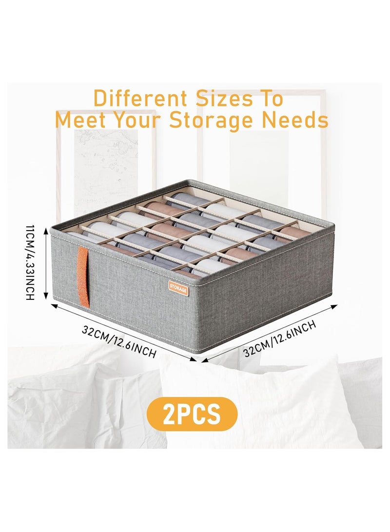 SOLARAE Underwear Drawer Organiser, 2 Pack Drawer Organiser Foldable Oxford Cloth Wardrobe Organiser, 20 Cell Drawer Organiser, Clothes Organisers Dividers for Bras, Socks, Ties, Scarves, Cosmetics(Grey) - Image 4