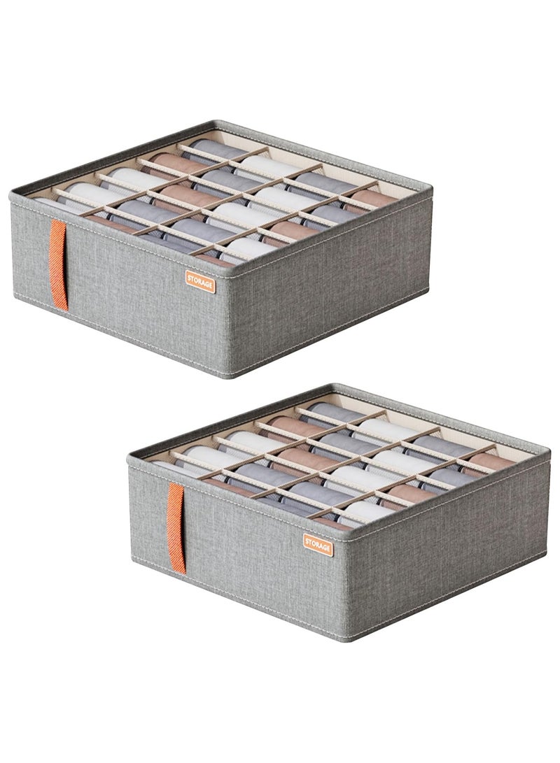 SOLARAE Underwear Drawer Organiser, 2 Pack Drawer Organiser Foldable Oxford Cloth Wardrobe Organiser, 20 Cell Drawer Organiser, Clothes Organisers Dividers for Bras, Socks, Ties, Scarves, Cosmetics(Grey) - Image 1