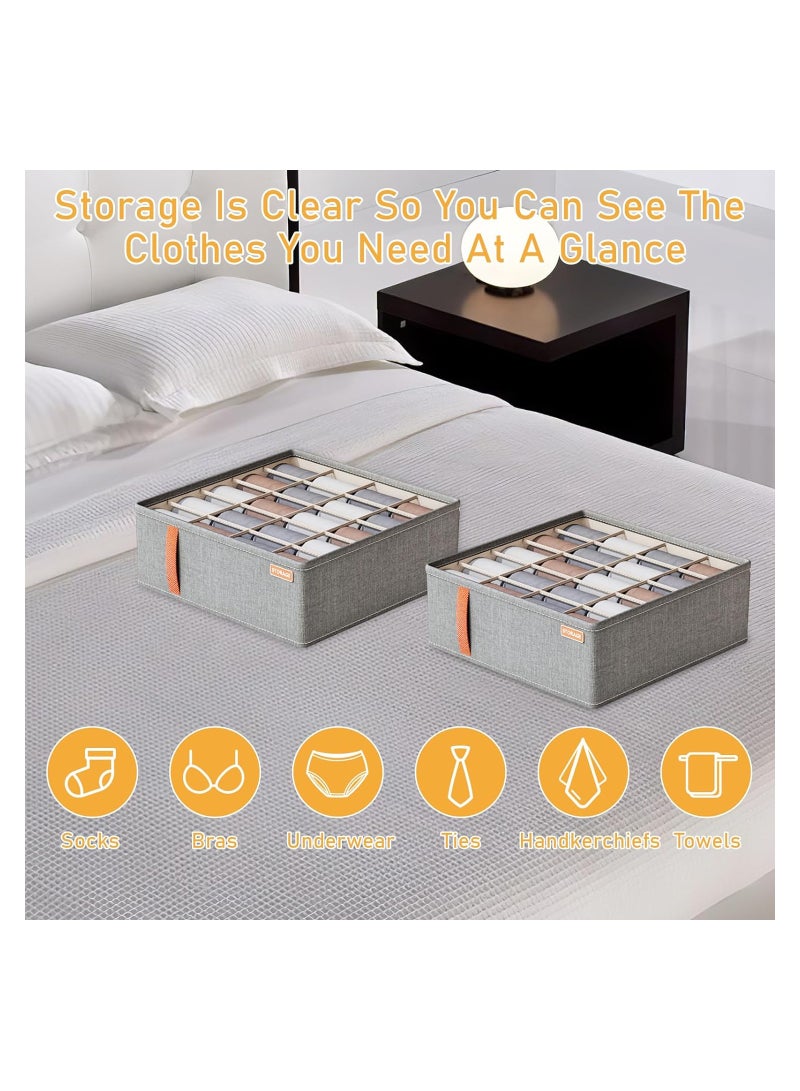 SOLARAE Underwear Drawer Organiser, 2 Pack Drawer Organiser Foldable Oxford Cloth Wardrobe Organiser, 20 Cell Drawer Organiser, Clothes Organisers Dividers for Bras, Socks, Ties, Scarves, Cosmetics(Grey) - Image 5