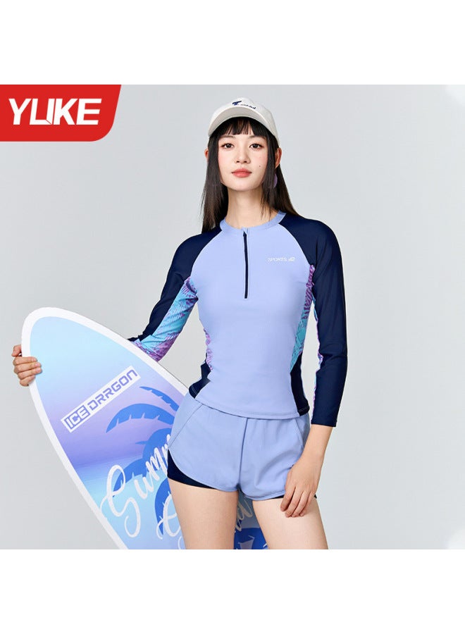Women's Two-piece Swimsuit  New Sun-protective Long-sleeve Conservative Set Plus Size MM Cover-up Swimwear Summer Style