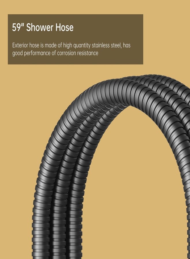 BESy Black Brass 2 In 1 Function Handheld Shower Head Set High Pressure 7 Inch Shower Head High Flow Hand Shower Wand with 59 Inch Hose, Bracket, Matte Black Finish - Image 5