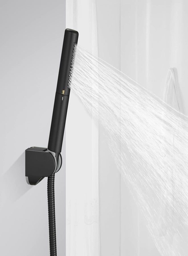 BESy Black Brass 2 In 1 Function Handheld Shower Head Set High Pressure 7 Inch Shower Head High Flow Hand Shower Wand with 59 Inch Hose, Bracket, Matte Black Finish - Image 2