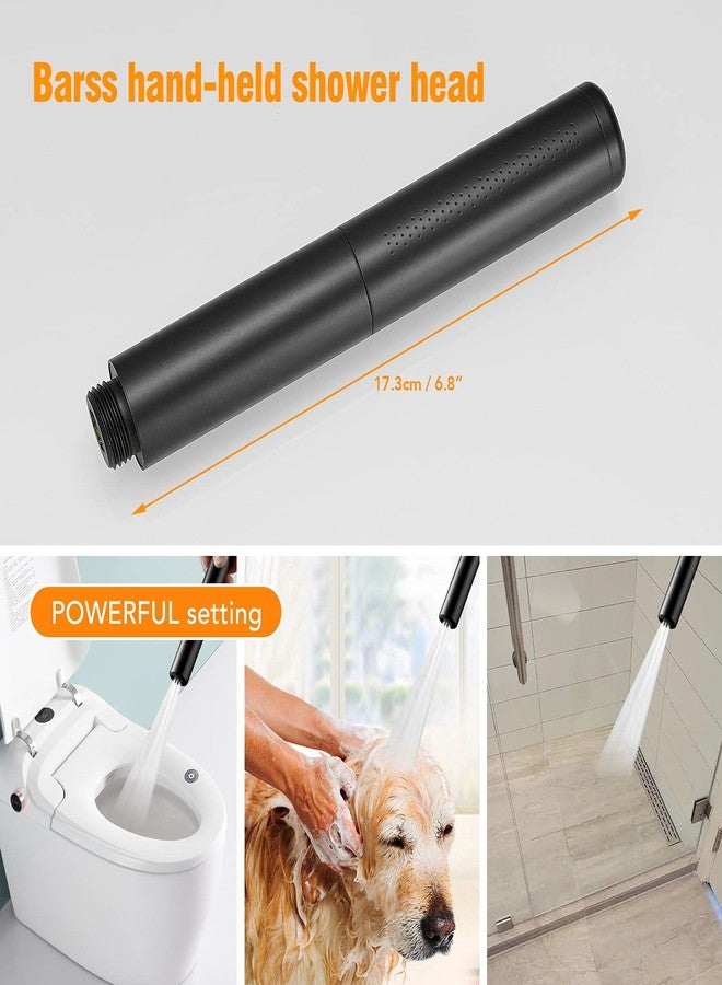 BESy Black Brass 2 In 1 Function Handheld Shower Head Set High Pressure 7 Inch Shower Head High Flow Hand Shower Wand with 59 Inch Hose, Bracket, Matte Black Finish - Image 3