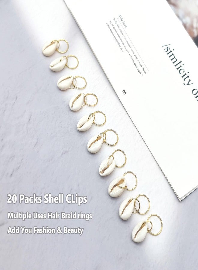 Sopopal 20 Pack Shell Hair Clip, Cowrie Shells for Hair for Women Seashell for Hair Braids DIY Sea Shell Gold Hair Rings Accessories - Image 2