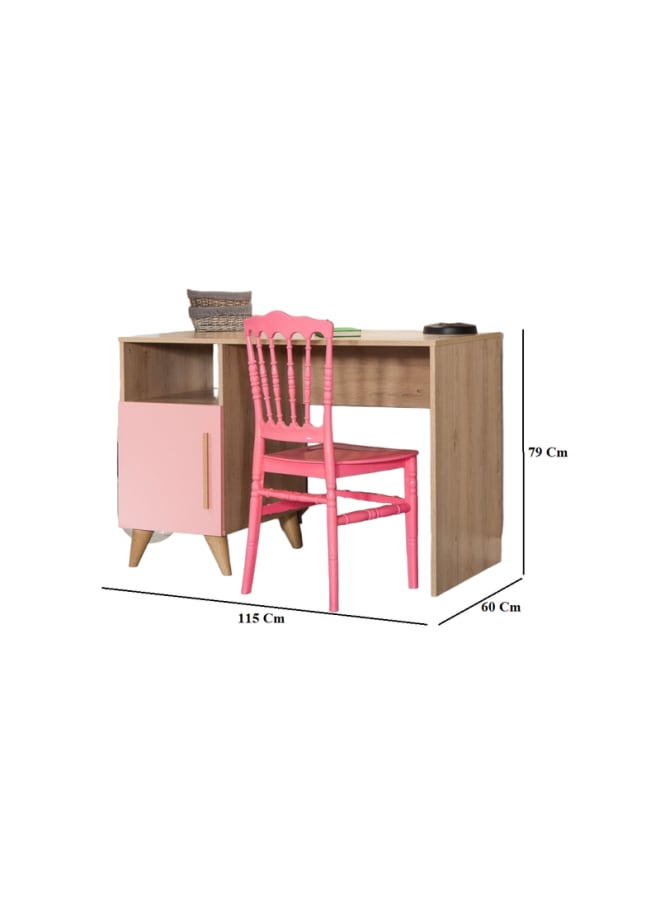 Retro Modern desk 115 cm - wooden x pink - Image 2