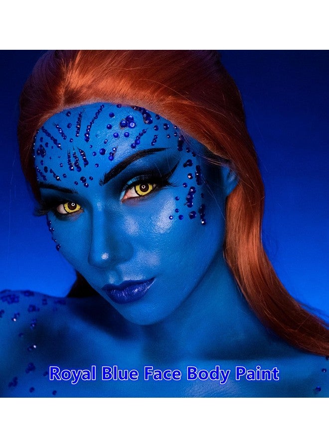 Go Ho Royal Blue Face Body Paint Washable(2.37 oz),Water Based Cream Blue Face Paint,Smurf Mystique Avatar Clown Makeup,Blue Body Paint for SFX Cosplay Costumes Festivals Halloween Makeup - Image 3