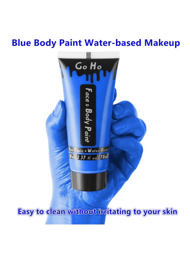 Go Ho Royal Blue Face Body Paint Washable(2.37 oz),Water Based Cream Blue Face Paint,Smurf Mystique Avatar Clown Makeup,Blue Body Paint for SFX Cosplay Costumes Festivals Halloween Makeup - Image 2