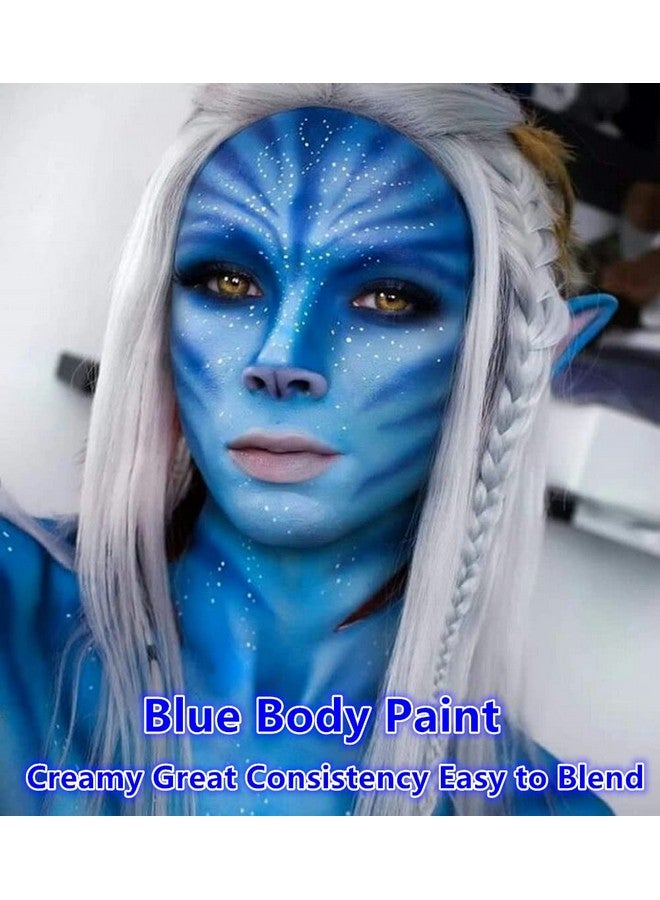 Go Ho Royal Blue Face Body Paint Washable(2.37 oz),Water Based Cream Blue Face Paint,Smurf Mystique Avatar Clown Makeup,Blue Body Paint for SFX Cosplay Costumes Festivals Halloween Makeup - Image 4