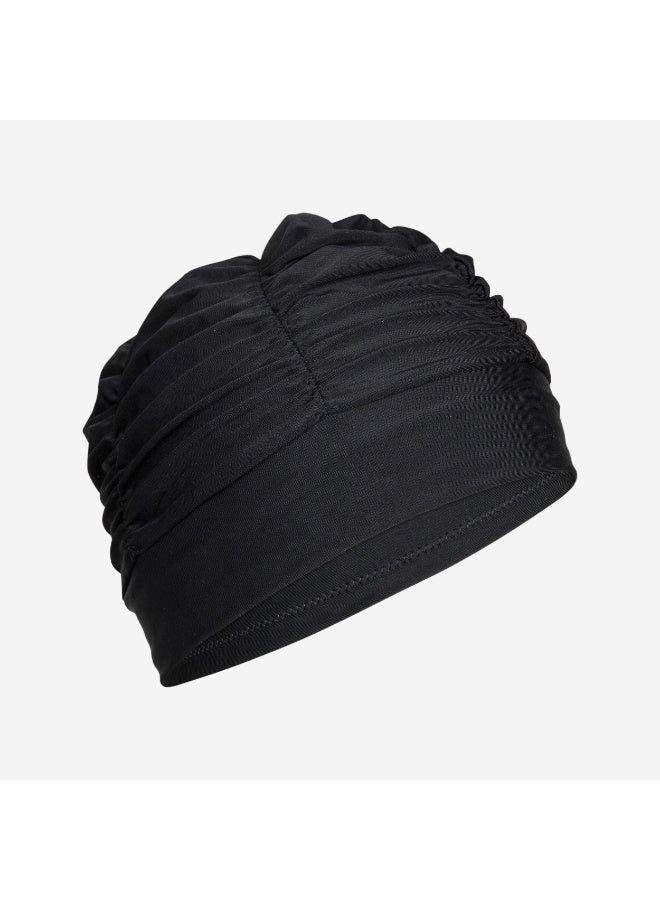 نابايجي قبعة سباحة شبكية واسعة - قبعة سباحة قابلة للتمدد وجيدة التهوية لحماية الشعر وراحته (أسود، مقاس واحد) - Image 1