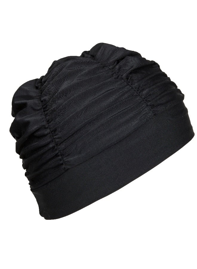 نابايجي قبعة سباحة شبكية واسعة - قبعة سباحة قابلة للتمدد وجيدة التهوية لحماية الشعر وراحته (أسود، مقاس واحد) - Image 2