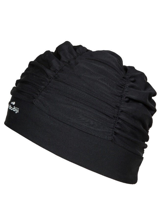 نابايجي قبعة سباحة شبكية واسعة - قبعة سباحة قابلة للتمدد وجيدة التهوية لحماية الشعر وراحته (أسود، مقاس واحد) - Image 3