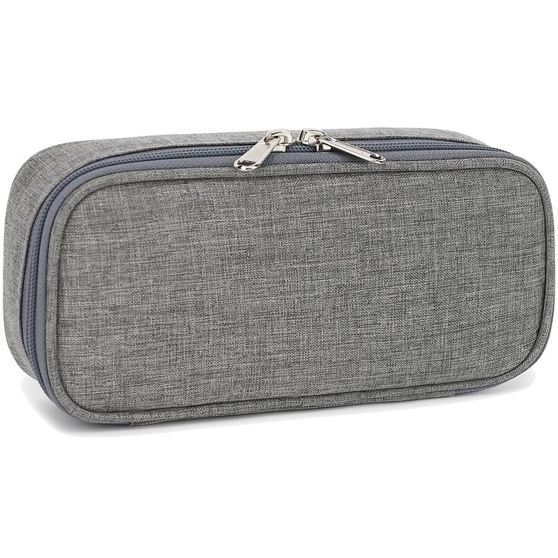 FlowFly Large Capacity Pencil Case for Kids Boys Girls Zippered MultiFunctional Pen Pouch Soft Portable Pencil Bag for School Teens Students Grey - Image 2