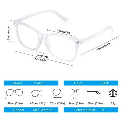 minlen Blue Light Blocking Glasses for Women or Men |Fashion UV Ray Filter Eyeglasses for Reading, PC and TV | Gaming Glasses Instantly Blocks Glare from Computers and Phone Screens (Transparent)… - Image 2