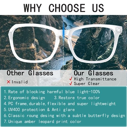 minlen Blue Light Blocking Glasses for Women or Men |Fashion UV Ray Filter Eyeglasses for Reading, PC and TV | Gaming Glasses Instantly Blocks Glare from Computers and Phone Screens (Transparent)… - Image 3