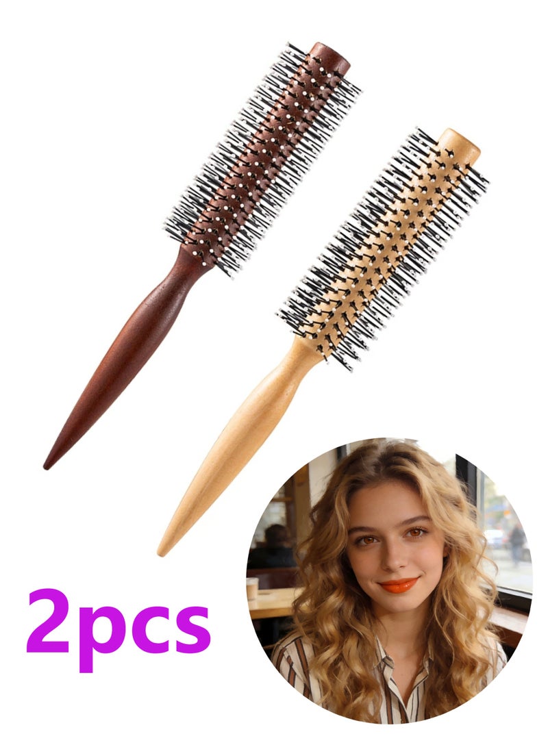 فرشاة دائرية من قطعتين للرجال والنساء: فرشاة شعر خشبية للغرة والشعر الناعم والمجعد - Image 1