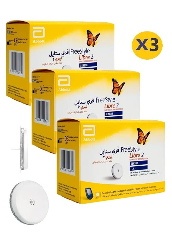 Abbott Freestyle Libre 2 Flash Glucose Monitoring System Sensor Kit 3 Pack - Image 1