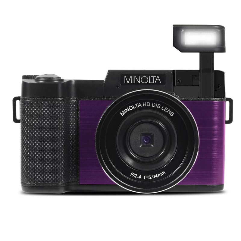 Minolta 30MP Digital Camera â€“ 2.7K Ultra HD Video, 3-inch 180Â° LCD Screen, Face Detection, Anti-Shake, 9 Scene Modes, Photo Burst, Panorama, CMOS Sensor, 32GB Card (Purple) - Image 5