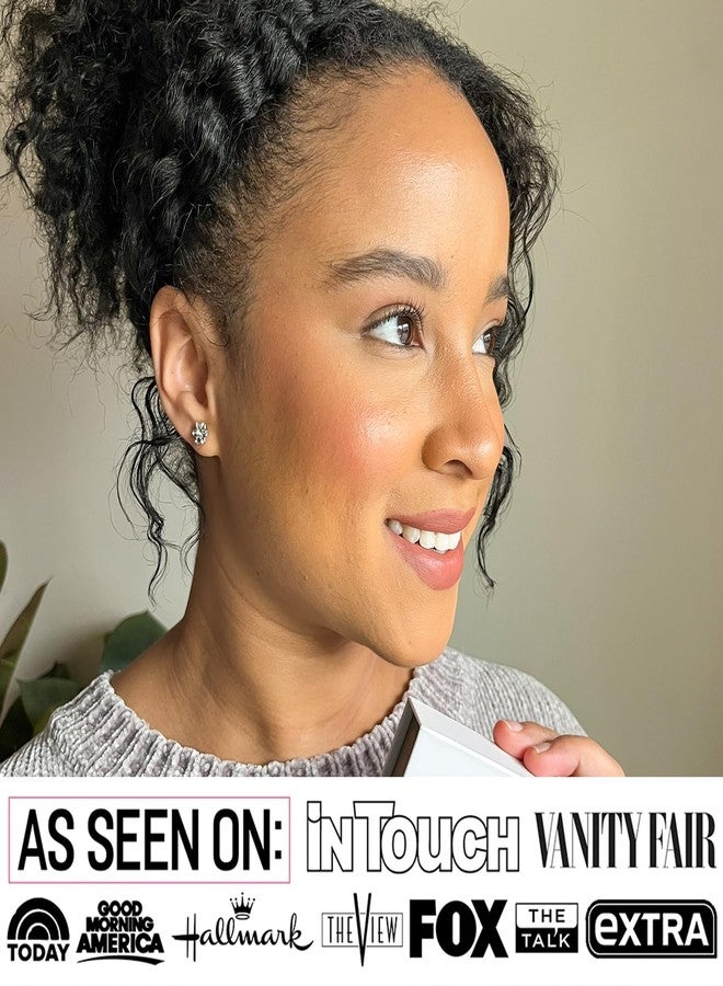 Cate & Chloe Millie 18k White Gold Stud Earrings with Round Cut Simulated Diamond Crystals, Elegant Flower Jewelry for Women, Gift for Her - Image 3