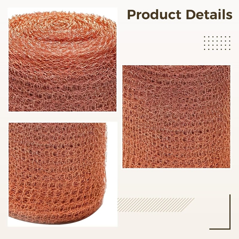 Copper Mesh Barrier Screen, 49.2 in X 984.3 in Pure Copper, Plant Protection & Rodent Deterrence - Image 3