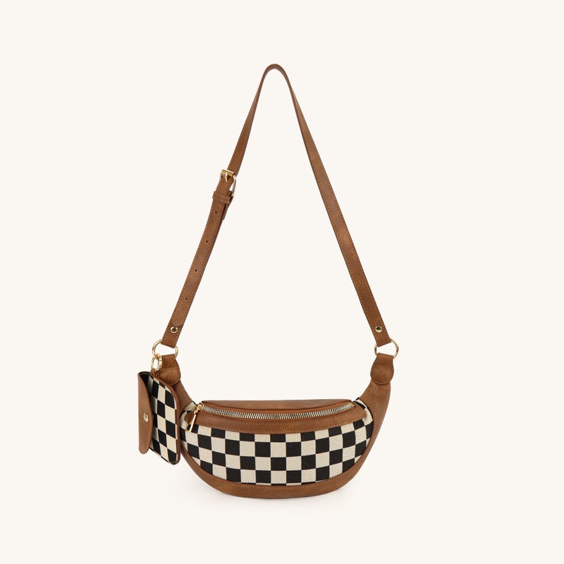 New Style All-Match Chessboard Chest Bag Fashionable Plaid Waist Bag Shoulder Bag Crossbody Bag Adjustable Shoulder Strap - Image 3