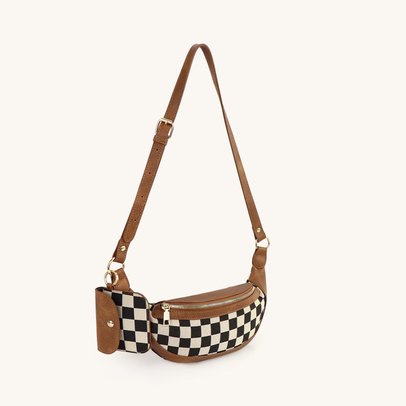 New Style All-Match Chessboard Chest Bag Fashionable Plaid Waist Bag Shoulder Bag Crossbody Bag Adjustable Shoulder Strap - Image 1