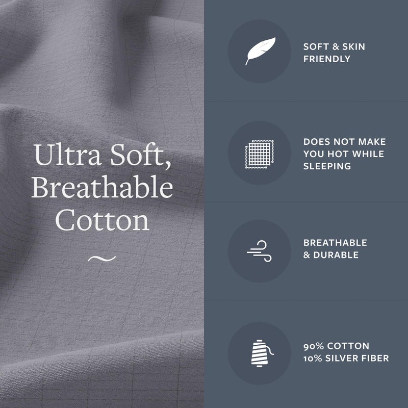 GroundLuxe Organic Grounding Pillowcase in Light Gray - Queen Size - Image 2