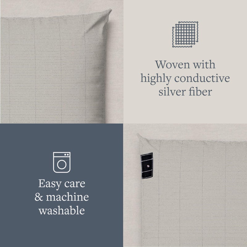 GroundLuxe Organic Grounding Pillowcase in Light Gray - Queen Size - Image 4