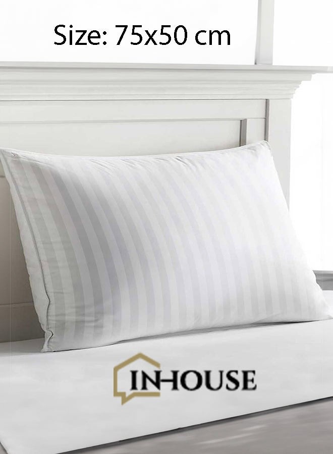 In-House Strip Hotel Pillow Microfiber - White - 75x50 cm - Image 1
