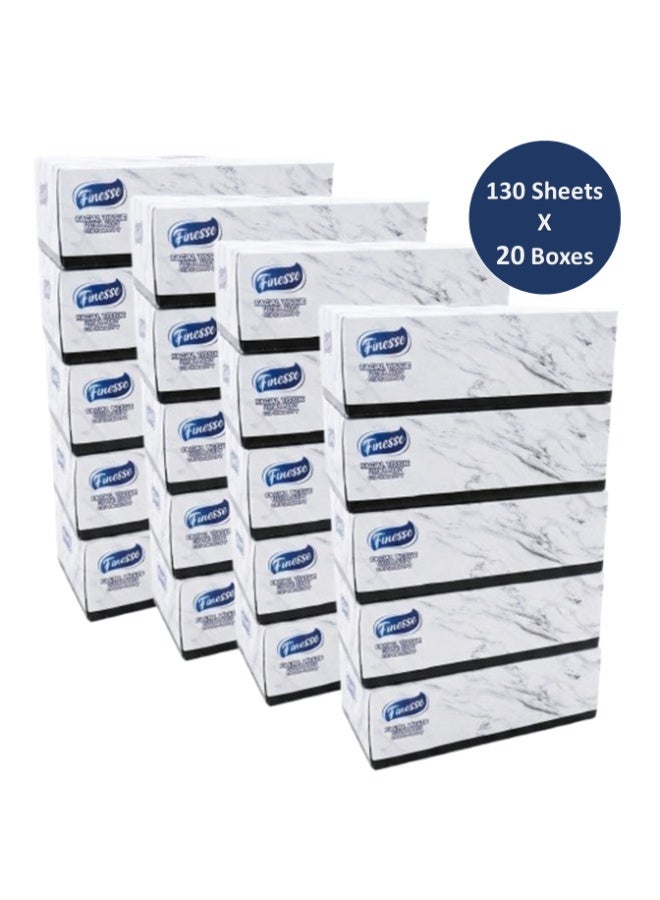 Finesse Daily Care Facial Tissue - Pack of 20 Boxes 130 sheets x 2 Ply