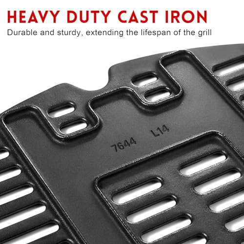 GGC 7644 7582 Grill Grates for Weber Q100 Q1000 Q120 Q1200 Q1400 Gas Grills, 17" x 12.7" Cast Iron Cooking Grates for Weber 50060001 51010001 51040001 51060001, 2PCS Baby Q Replacement Parts - Image 4