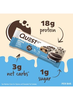 Quest Nutrition Dipped Chocolate Cookies & Cream Protein Bars, High Protein, Low Carb, Gluten Free, Keto Friendly, 12 Count  - Image 2