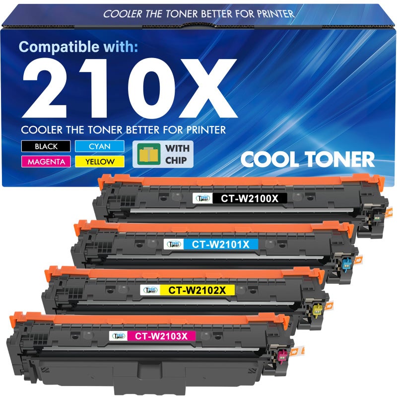 Cool Toner 210X Toner Cartridges 4 Pack 4301fdw 4301 Compatible for HP 210X 210A 210 Toner Cartridges for HP Color LaserJet Pro MFP 4301fdw 4301fdn Pro 4201dw 4201dn W2100A W2100X Printer (with Chip) - Image 1