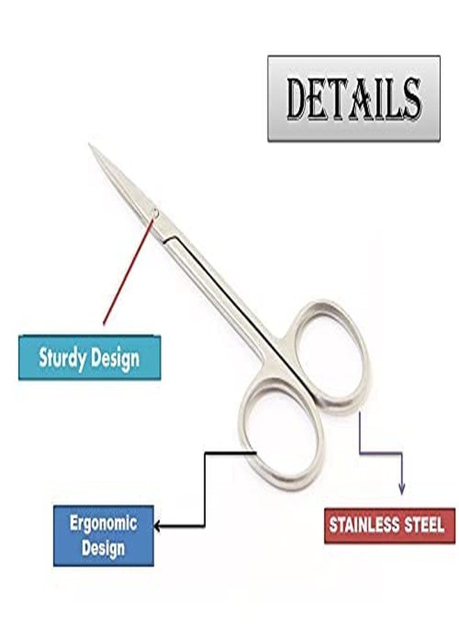 Fab Nation Stainless Steel Small Scissors For Precision Eyebrow Grooming | Nose, Beard, And Facial Hair Trimming | Bikini Hair Trimming | Manicure & Pedicure Cuticle Scissors | Pack Of 1 - Image 3