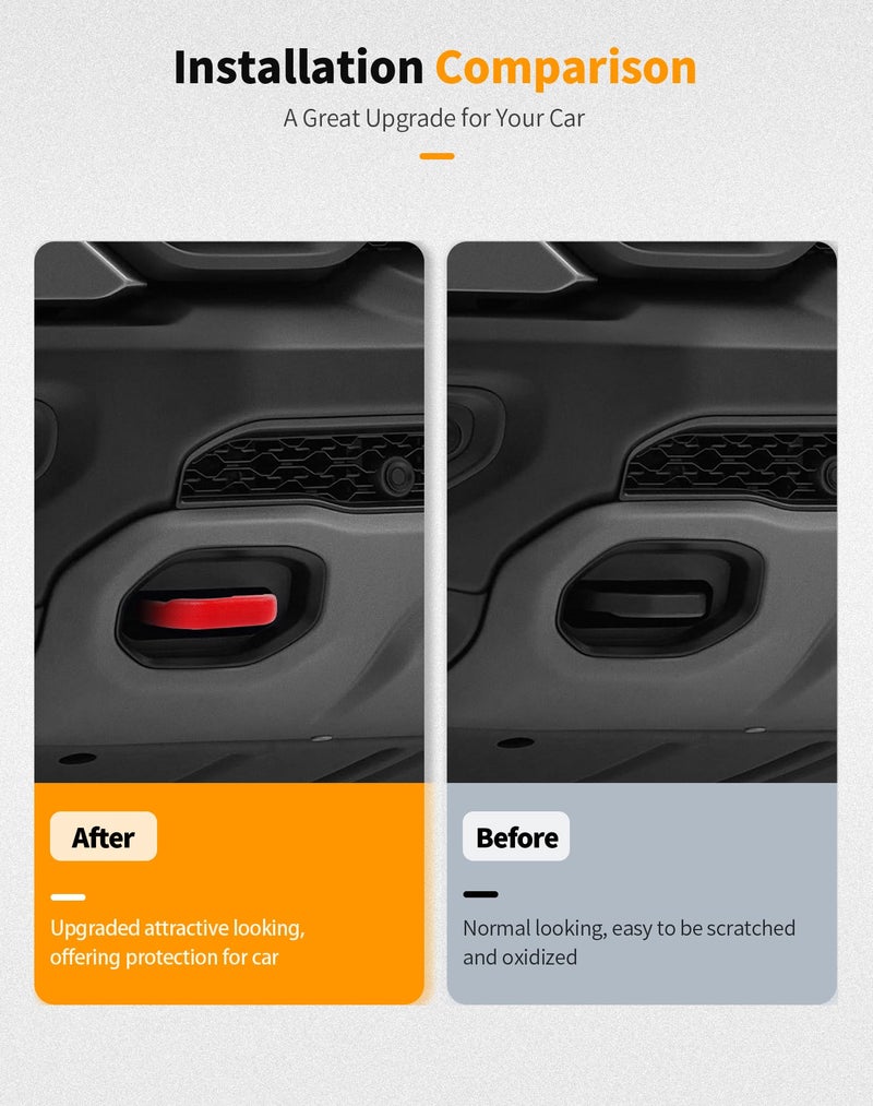 Hoolcar Front Bumper Tow Hook Covers Rubber Sleeve Protectors Compatible with Dodge Ram TRX 2018-2025, Exterior Accessories, Red - Image 3