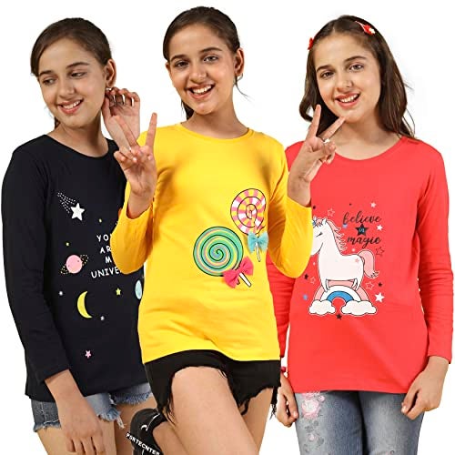 KYDA KIDS Regular Girls T-Shirt(K-Universe-2-3Yr_Multicolour_2 Years-3 Years) - Image 1