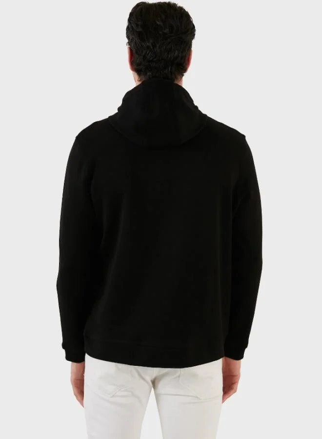 Buratti  Buratti Cotton Regular Fit Printed Hooded Sweatshirt with Kangaroo Pocket for Men SWEAT 6141004B for Men | Best Price UAE