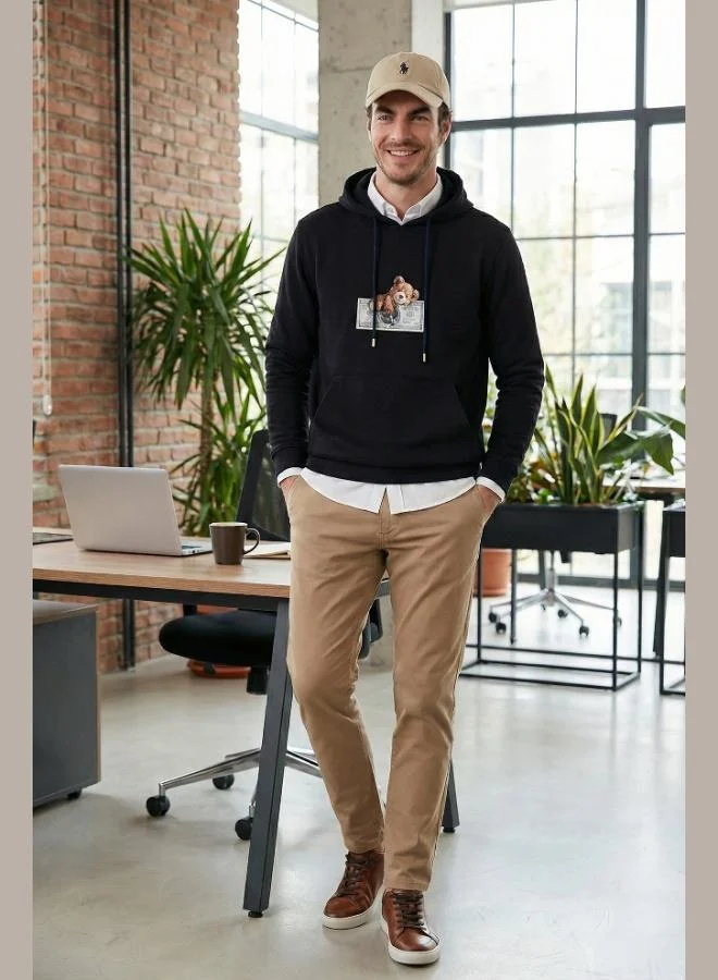 Buratti  Buratti Cotton Regular Fit Printed Hooded Sweatshirt with Kangaroo Pocket for Men SWEAT 6141004B for Men | Best Price UAE