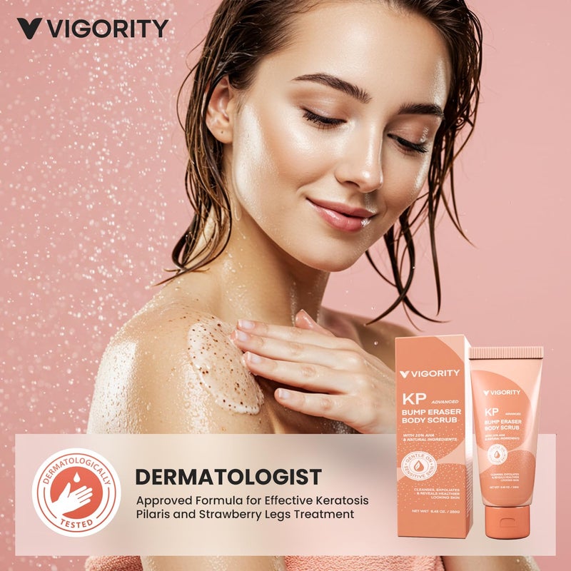 VIGORITY KP Bump Eraser Body Scrub - Keratosis Pilaris Treatment for Strawberry Legs, Chicken Skin - Exfoliating Body Scrub for Women & Men - Image 4