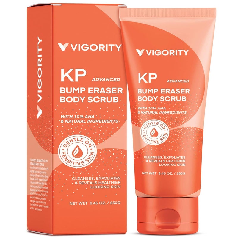 VIGORITY KP Bump Eraser Body Scrub - Keratosis Pilaris Treatment for Strawberry Legs, Chicken Skin - Exfoliating Body Scrub for Women & Men - Image 1